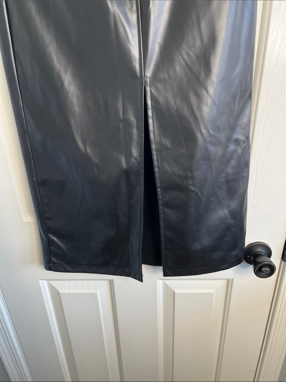 NWT Commense black Faux Leather Slit Midi Skirt small - Picture 6 of 8